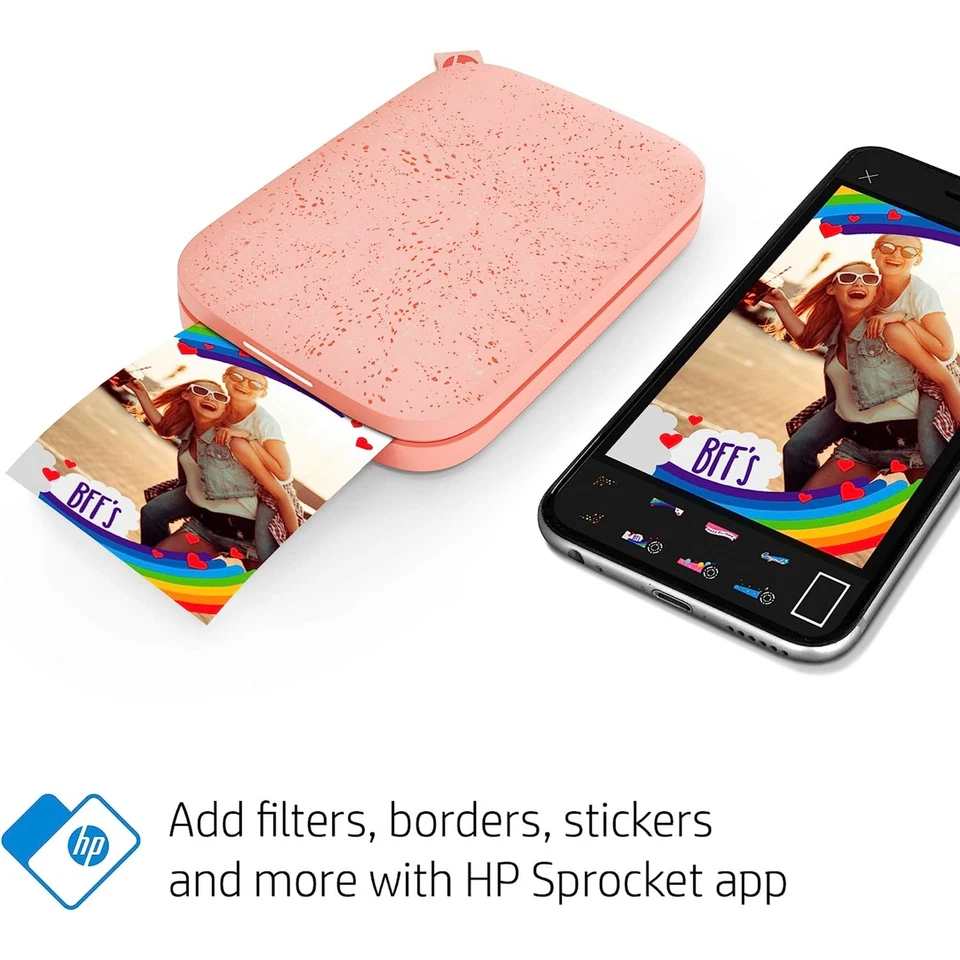 HP Sprocket Portable Printer, 2x3 Photo Printer Prints on Zink Paper, Blush Pink - Image 4 of 4