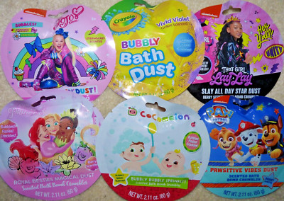6 Assorted Packages Scented Bath Bomb Crumbles Kids, Child, Youths Cocomelon Etc