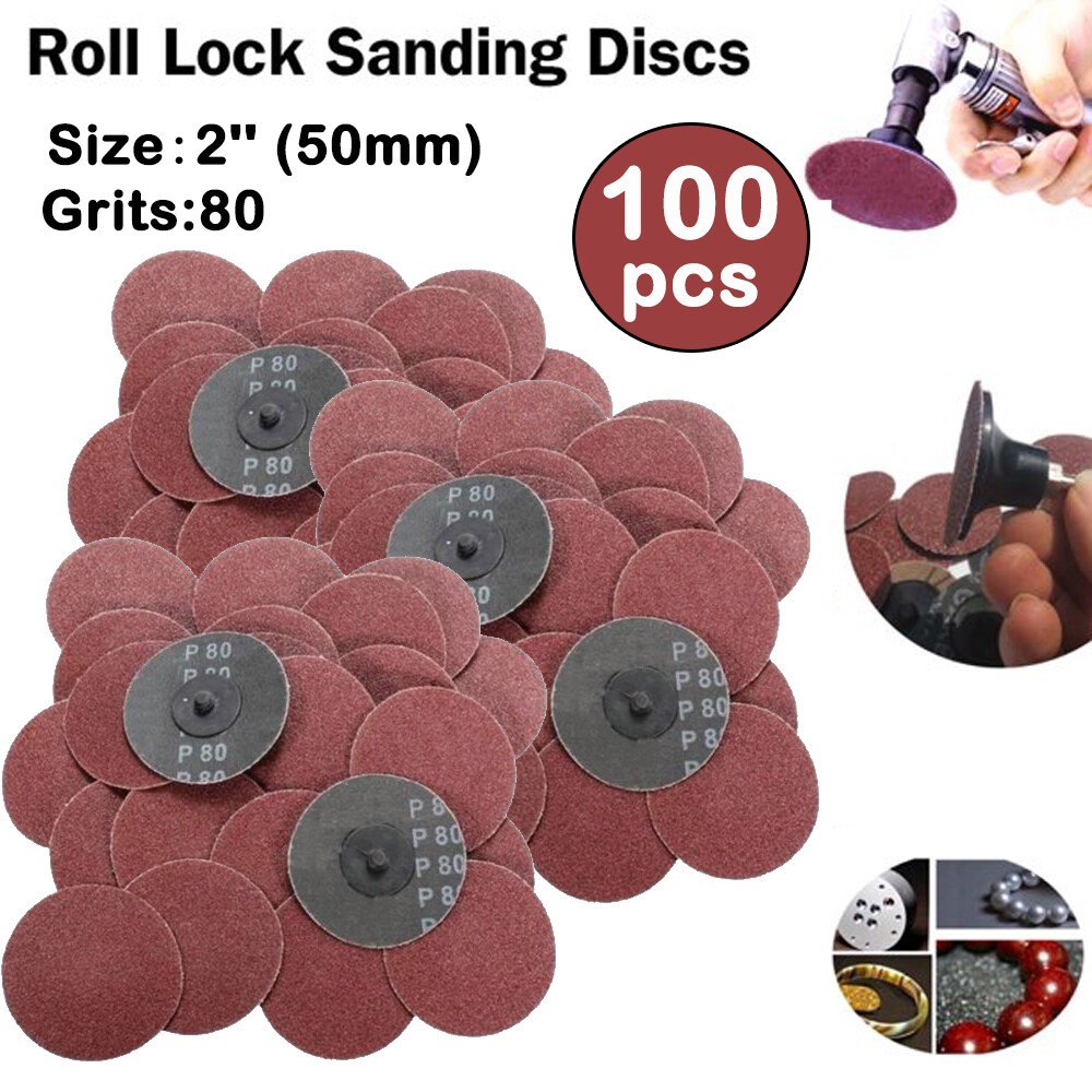 50pcs Sanding 80 Grit Roll Lock Sanding Grinding Discs Tool Kits 2