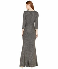 NWT Calvin Klein Cutout Glitter Gown Size 6 Sparkle Gray/Black $190 V0113