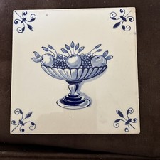 Decorative Tile, Blue On White, EUC!