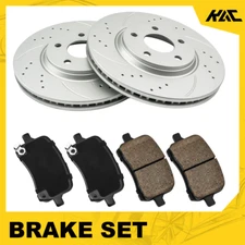 Front Drilled Rotors + Ceramic Brake Pads for Chevy Cobalt HHR Malibu Pontiac G6