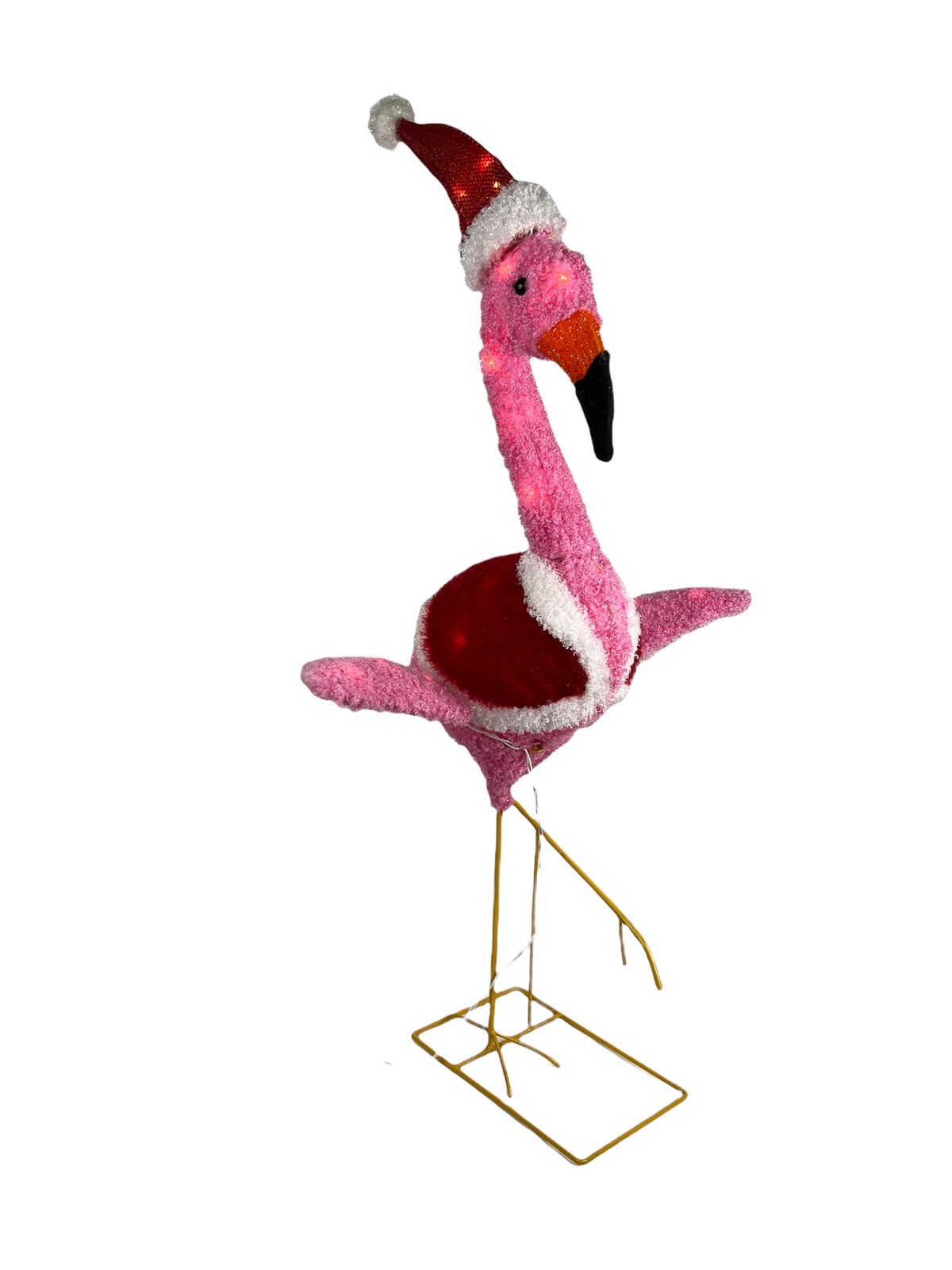 Christmas Pink Flamingo Free Standing Santa Claus Suit Lighted Yard Art