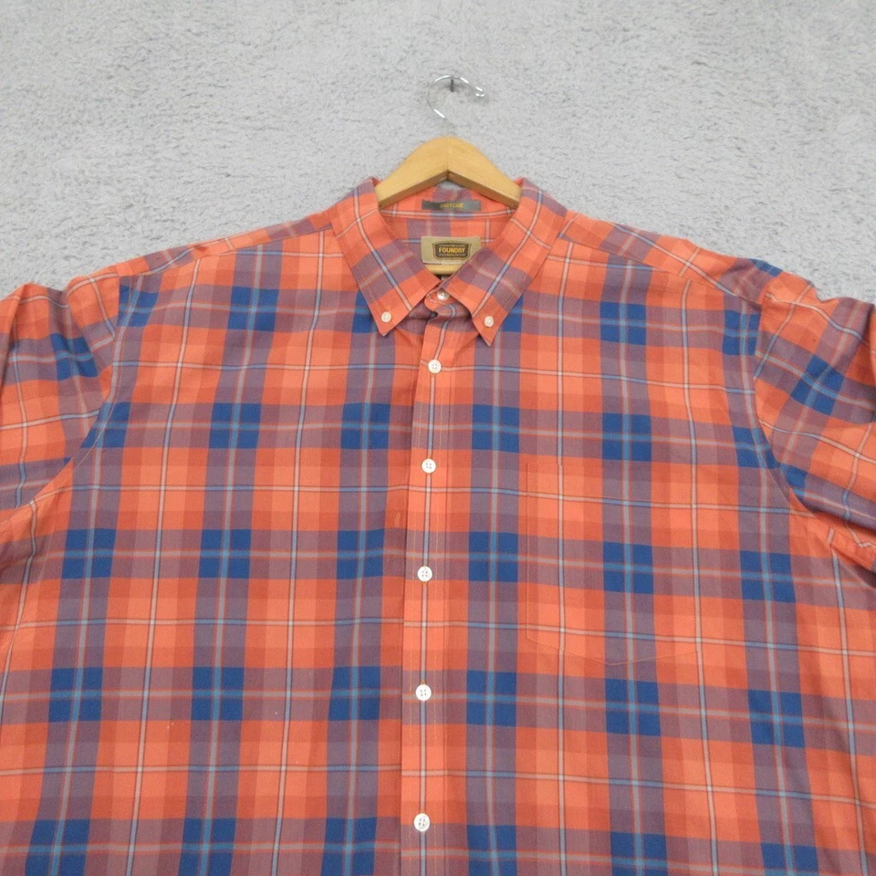 Vintage The Foundry Shirt Men 3XL Orange Plaid Button Down Casual Long Sleeve - Image 3 of 4