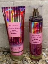 Bath & Body Works Costa Rico Pink Pineapple Sunrise Fine Body Mist &Body Cream