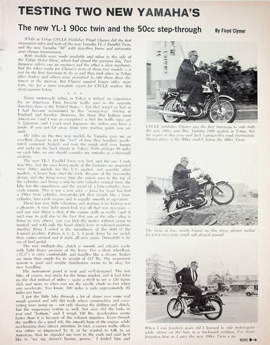 1966 Yamaha YL1 Motorcycle Road Test - 2-Page Vintage Article