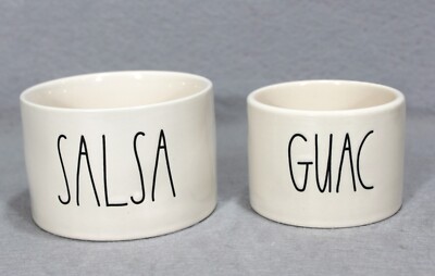 Rae Dunn by Magenta Guac and Salsa Bowl Dip Set Ceramic Guacamole No Wood Spoons