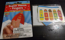 NEW NPW 25 count super hero finger tattoos and 5 paper capes