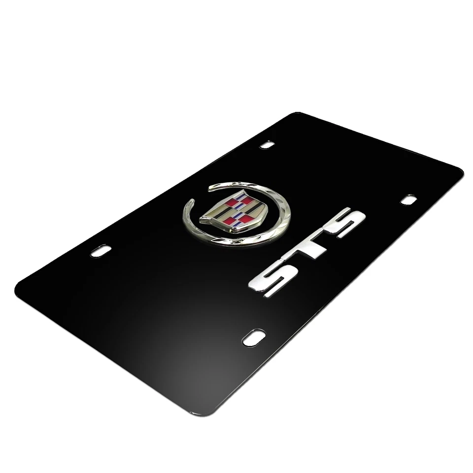 Cadillac STS Doble Logo 3D Negro Acero Inoxidable Matrícula, Hecho en EE. UU. Foto 3 de 4