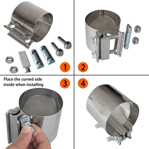 2PC Exhaust Clamps 2Inch Butt Joint Exhaust Pipe Muffler Clamp Band T304 for Car - Bild 7 von 10
