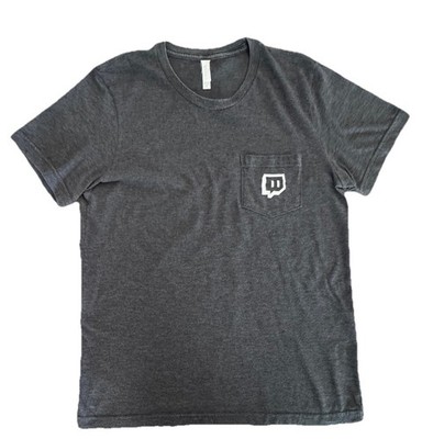 TWITCH Men s T- Shirt Logo On Pocket, Bella + Canvas Gray Streamer Merc Size M.
