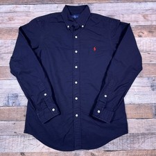 Ralph Lauren Men's Button Down Shirt Classic Fit Navy Blue Small Pony Logo