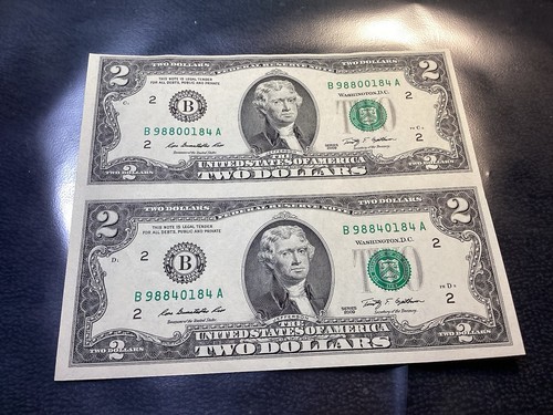 TWO $2 2009 SERIES ATTACHED UNC NY NOTES 🎶 NOT SEPERATED - Picture 4 of 7