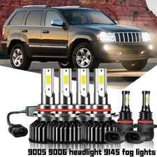 For Jeep Grand Cherokee 1999-2004 6x Led Headlight Bulbs Hilow Beam Fog Lights