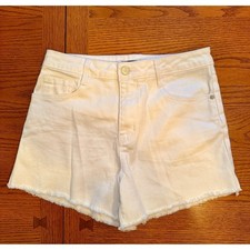 Sincerely Jules Denim Shorts 7/28 White Raw Hem High Rise