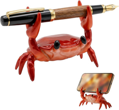 Cute Red Crab Pen Holder & Eyeglass Stand, Funny Phone & Remote Holder for Desk,