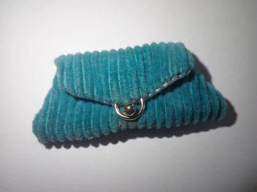 Vintage Barbie Doll Evening Splendor Turquoise Corduroy Clutch NICE