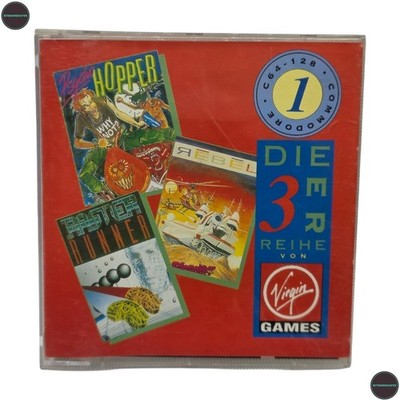 Die 3er Reihe  Commodore 64 C64 Disk Spiel Plastic Box OVP Virgin 1986