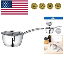 Stainless Steel Saucepan with Clad Bottom, 16-Ounce,Silver Download Images ×P...