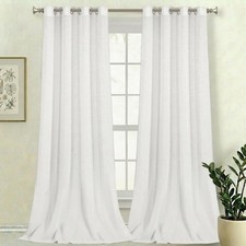 Natural Linen Blended Sheer Curtains Window Treatments Panels for Living Room...