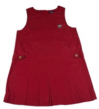 Polo Ralph Lauren Red Front Pleated Girls Jumper Dress. Small Crest . Sz 4