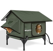 Gable Heated Cat House for Outside Cats in Winter, 100 16"x16"x19" Olive Green