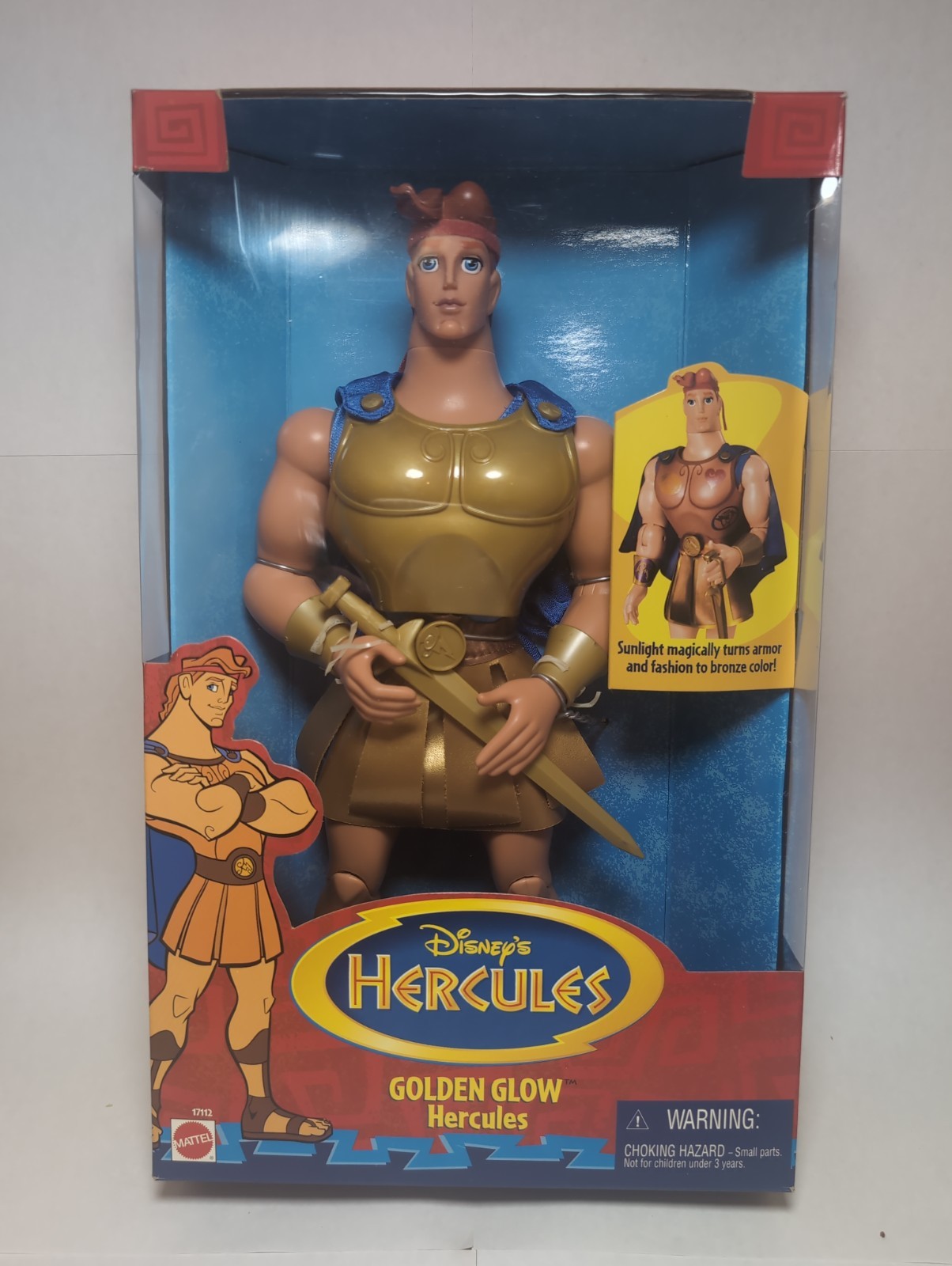 Figura de acción Golden Glow Hércules 17112 Mattel Disney vintage 1996 nueva en caja