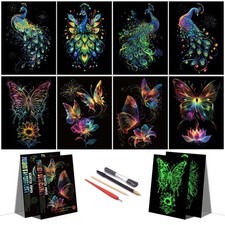 Rainbow Scratch Painting Art for Adults  Teens  Glow in The Dark Scratch Rai...