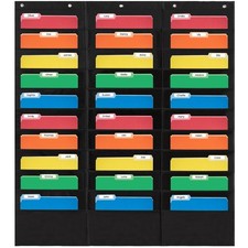 - 30 Pocket File Pocket Chart, Black, 42" Wide x 47" Tall - Versatile Wall Ha...