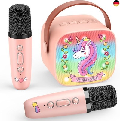 Dislocati Karaoke Machine with 2 Bluetooth Microphones, Unicorn Gift for Girls