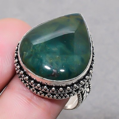 Green Paradise Gemstone Handmade Unique Design Jewelry Vintage Ring 8.75'' SR 631