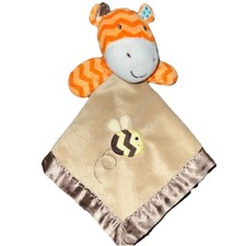 Circo Giraffe Baby Lovey Brown Minky Satin Orange Chevron Striped Bumble Bee