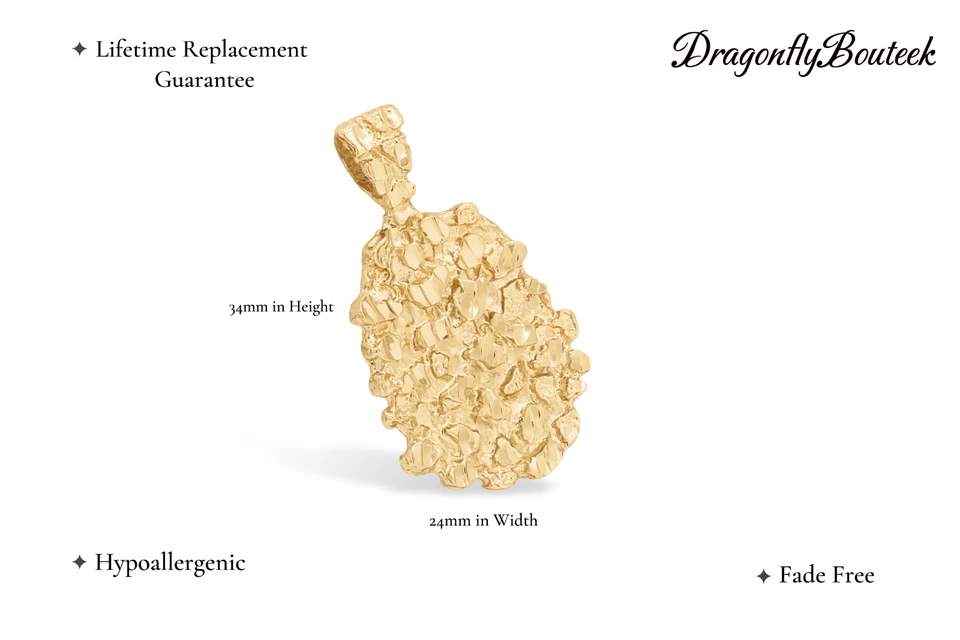 Ожерелье с золотым самородком, цепочка с золотым самородком, позолоченное золото 14 карат, французская веревка 4 мм - Изображение 2 из 4