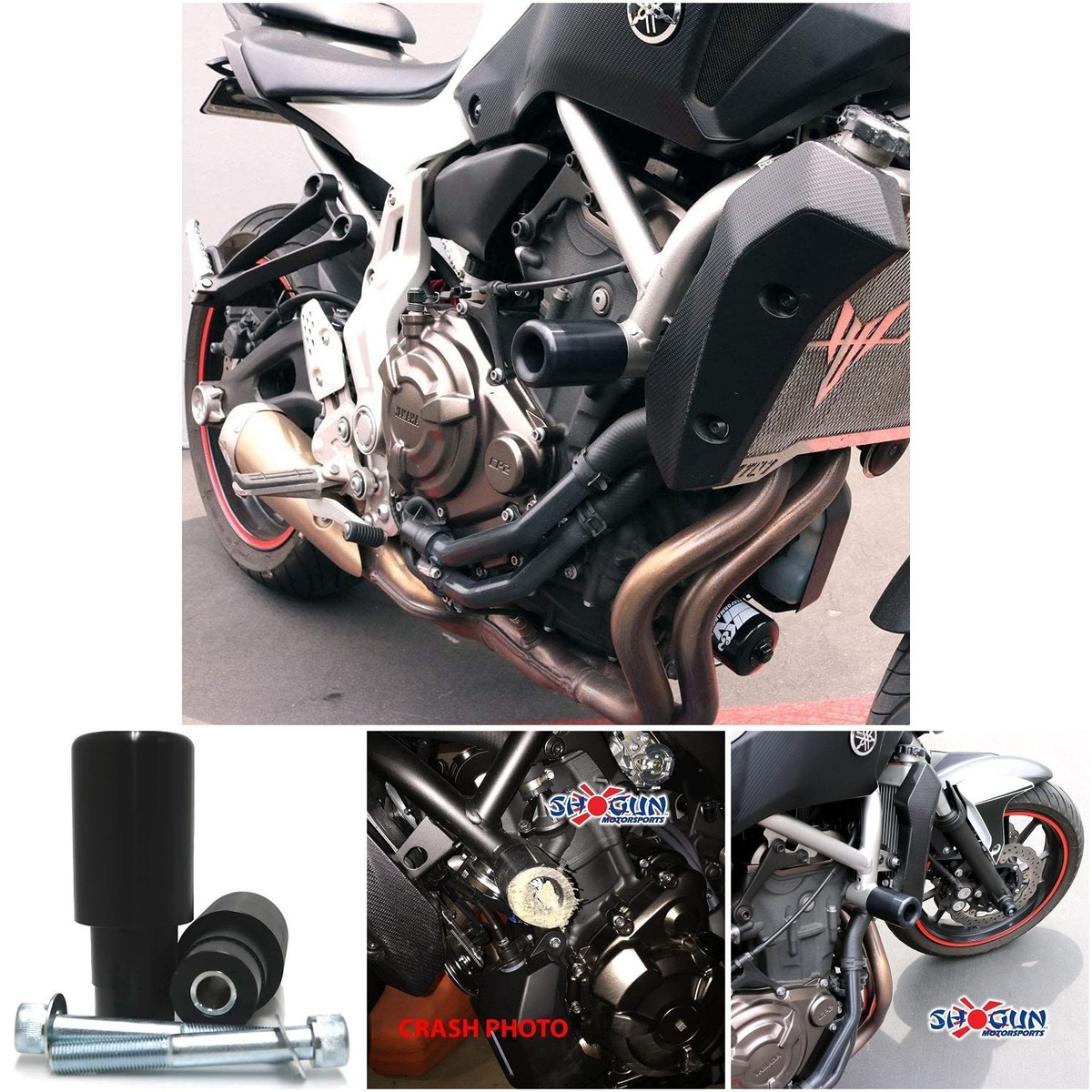 Black No Cut Frame Sliders 750-6419 Yam MT-07 XSR700 FZ-07 2018