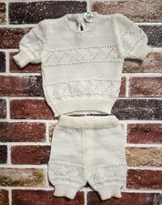 Vintage White Knit 2pc Outfit 3-6m