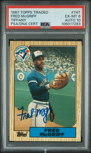 1987 Topps Traded Tiffany #74T Fred Mcgriff RC Auto PSA/DNA PSA 6 Auto Grade 10