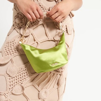NWT Cult Gaia Pine Green Satin Gia Shoulder Bag With Chain Strap