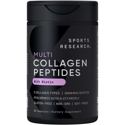 5 Multi Collagen Complex + Biotin 3000mcg for Hair, Skin & Joint Support 90 ct