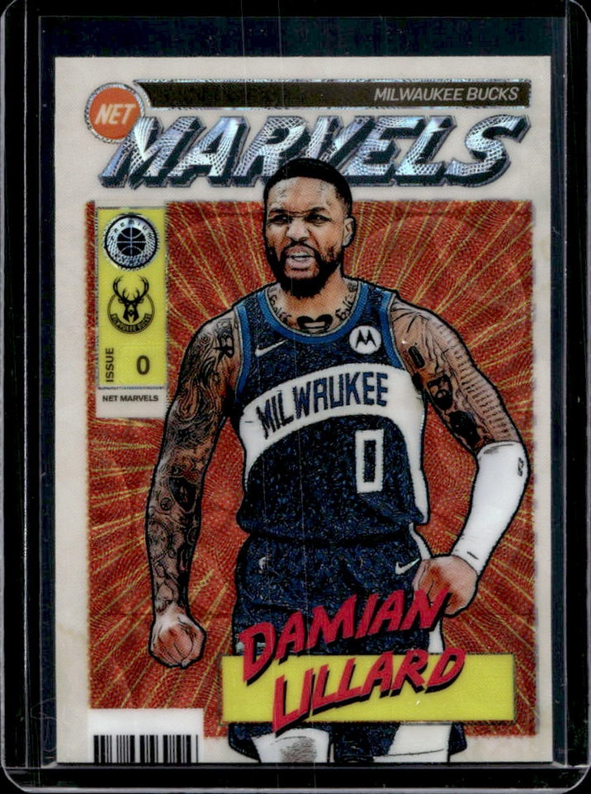 2023-24 Hoops Premium Stock Damian Lillard Retro Net Marvels #30 Bucks