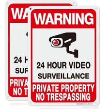2-Pack Private Property No Trespassing Sign,Video Surveillance Signs Outdoor,...