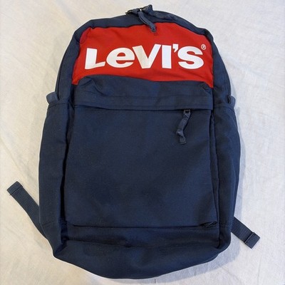 Levi's Backpack Adult L-Pack Navy And Red Logo School Bag Full Size Normcore