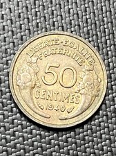 Small French Bronze 50 Centimes ~ 1940 Vintage Coin Of France WWII Coins
