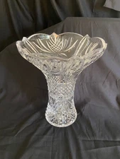 Vintage Shannon By Godinger Vase Crystal Peony 24% Lead Crystal HUGE  12”