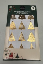 Weihnachts-Sticker Aufkleber goldene Weihnachtsbäume Tannenbäume