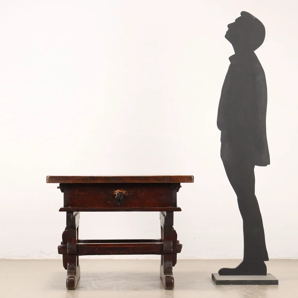 Table Basse Ancien avec Tiroir en Sapin Italie XXe Siècle Authentique - Photo 2/4