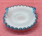 Fenton Aqua Crest Milk Glass Footed Bon Bon Bowl Dish 6" Diameter MCM VTG