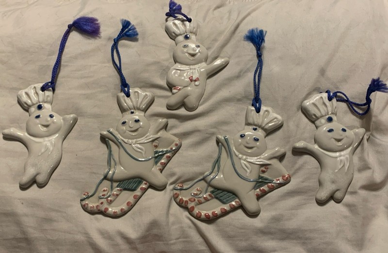Pillsbury Doughboy Louisville Stoneware Ornament Lot Of 5 New Albany 1998-2000