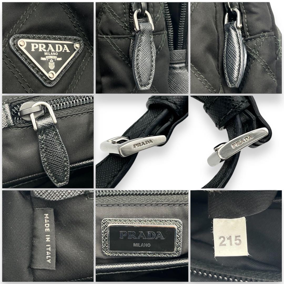 Condition PRADA Triangle Plate Nylon Leather Backpack Black 903 from japan thumbnail 9