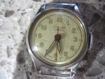 Cimier Swiss Men's Watch for Parts or repair Luminous Hands & Red Second Hand