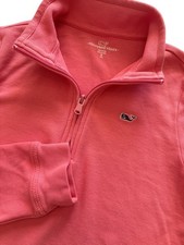 Vineyard Vines Boys S 8-10 Quarter Zip Pullover Sweatshirt Coral 100 Cotton